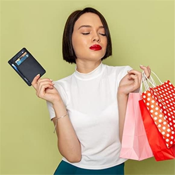 Minimalist Wallets for Men & Women RFID Front Pocket Leather Card Holder - Picture 2 of 7